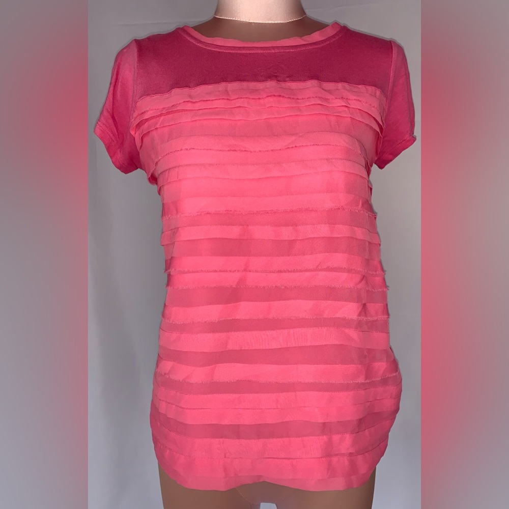 Elle Bright Pink Flutter Front Shirt (xs)